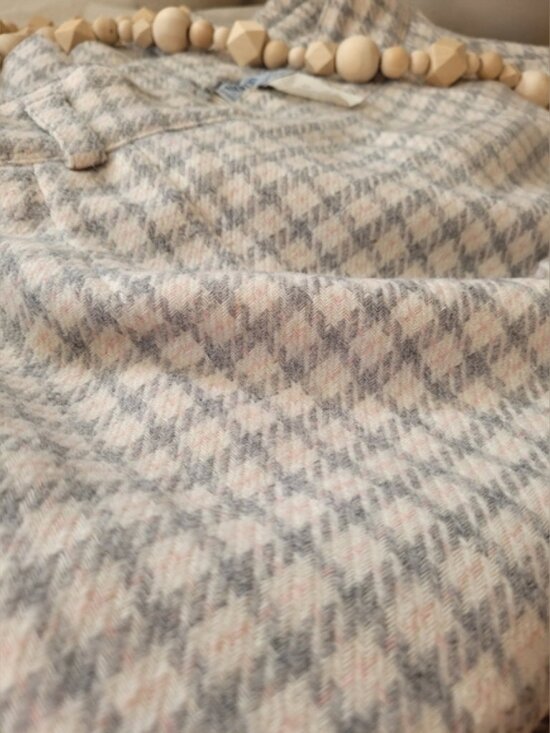 Vintage Neutral Color Wool Blend Plaid Pencil Skirt - Picture 2 of 13
